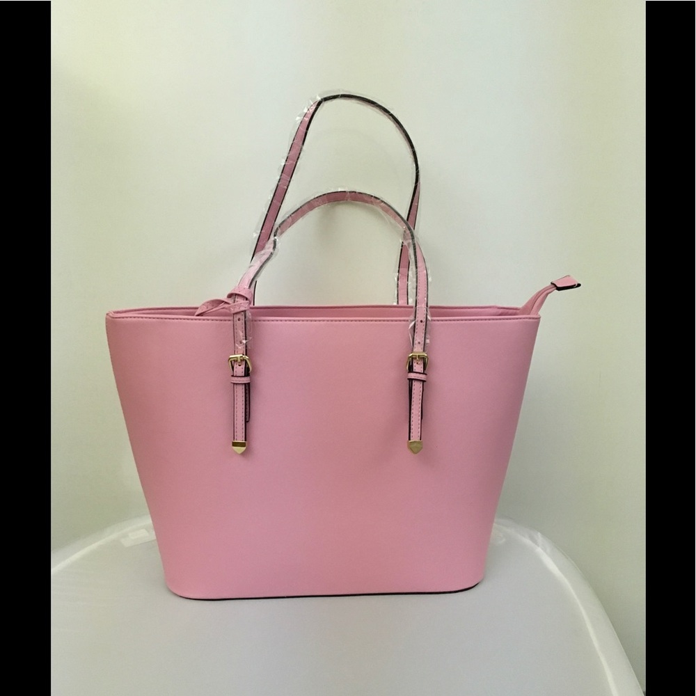 Pink & black large tote