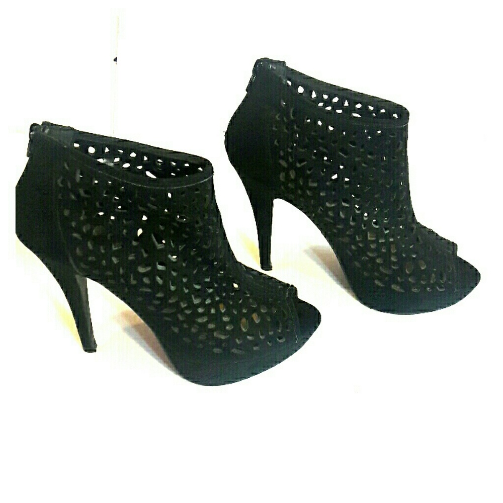 Open Toe Black Heels