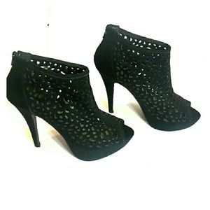 Open Toe Black Heels