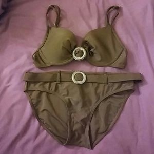 Vintage Style Brown 2 piece bikini