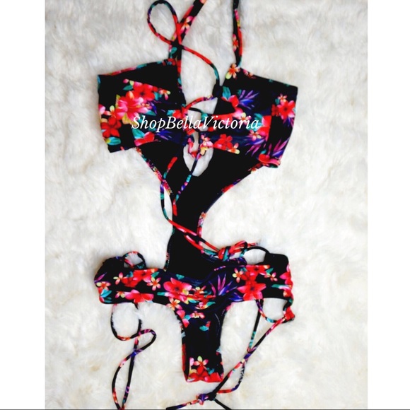 Julie- Floral Cut Out Monokini - Picture 4 of 4