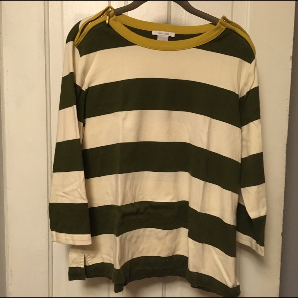 Joan Vass medium stripe green top