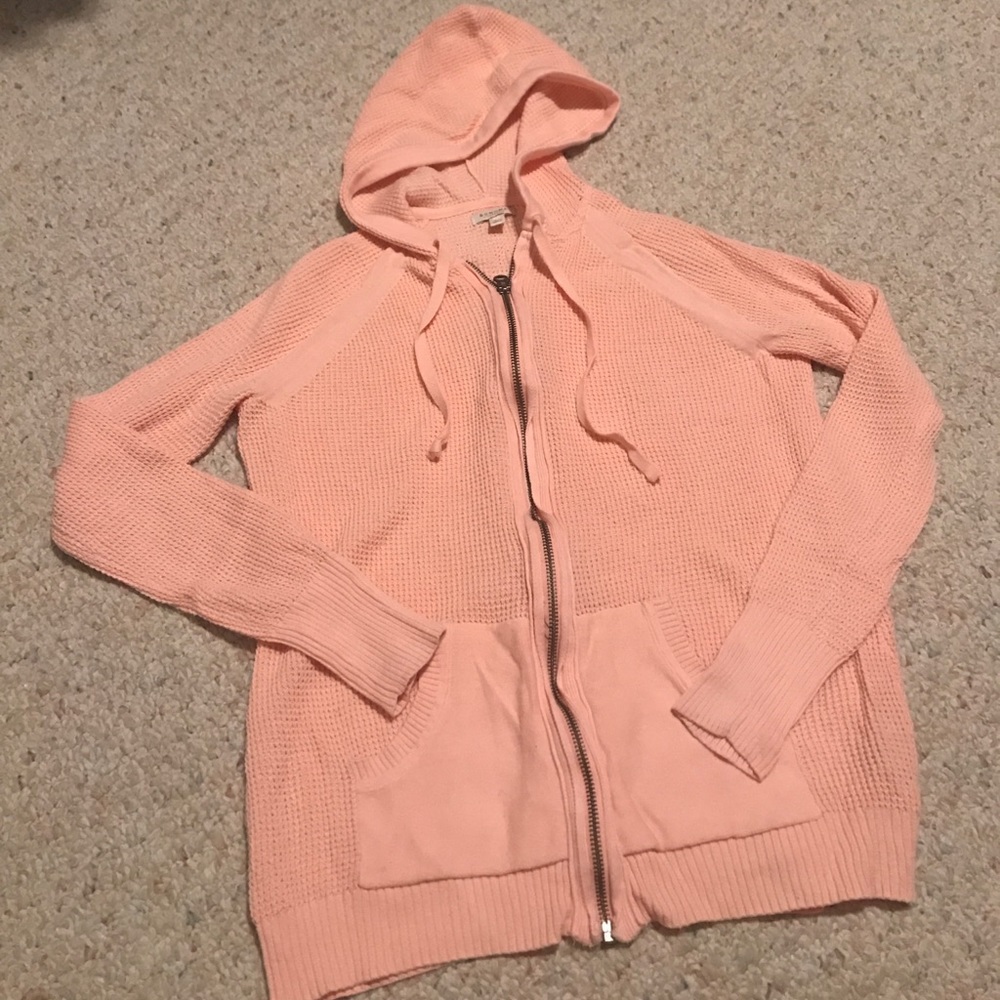 Light Pink Knit Zip Up Hoodie