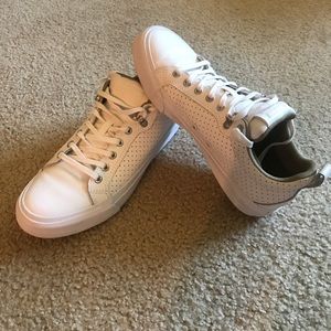 Converse all white leather shoes