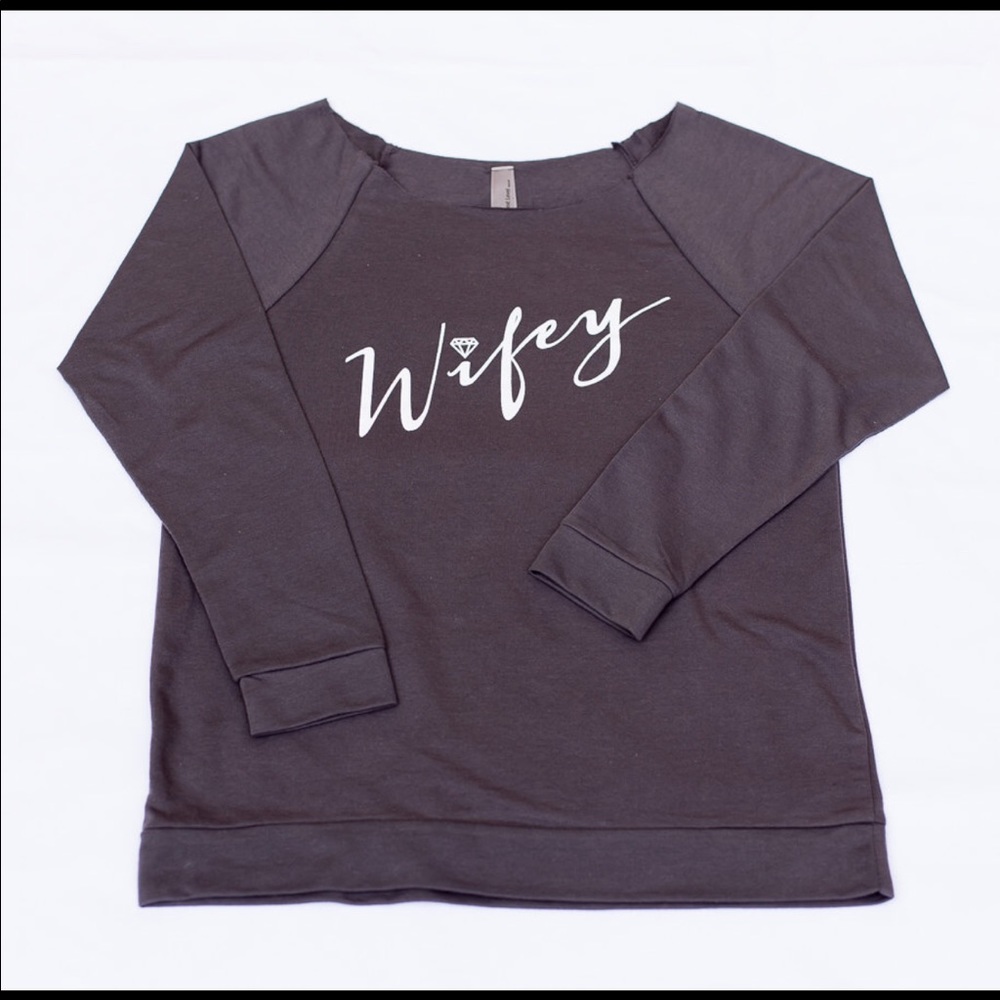 Wifey off the shoulder sweater