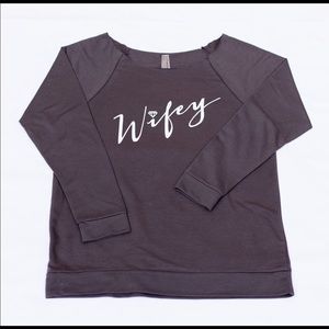 Wifey off the shoulder sweater