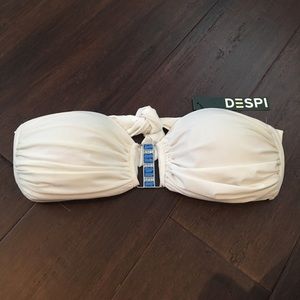 WHITE EMBELLISHED BIKINI TOP