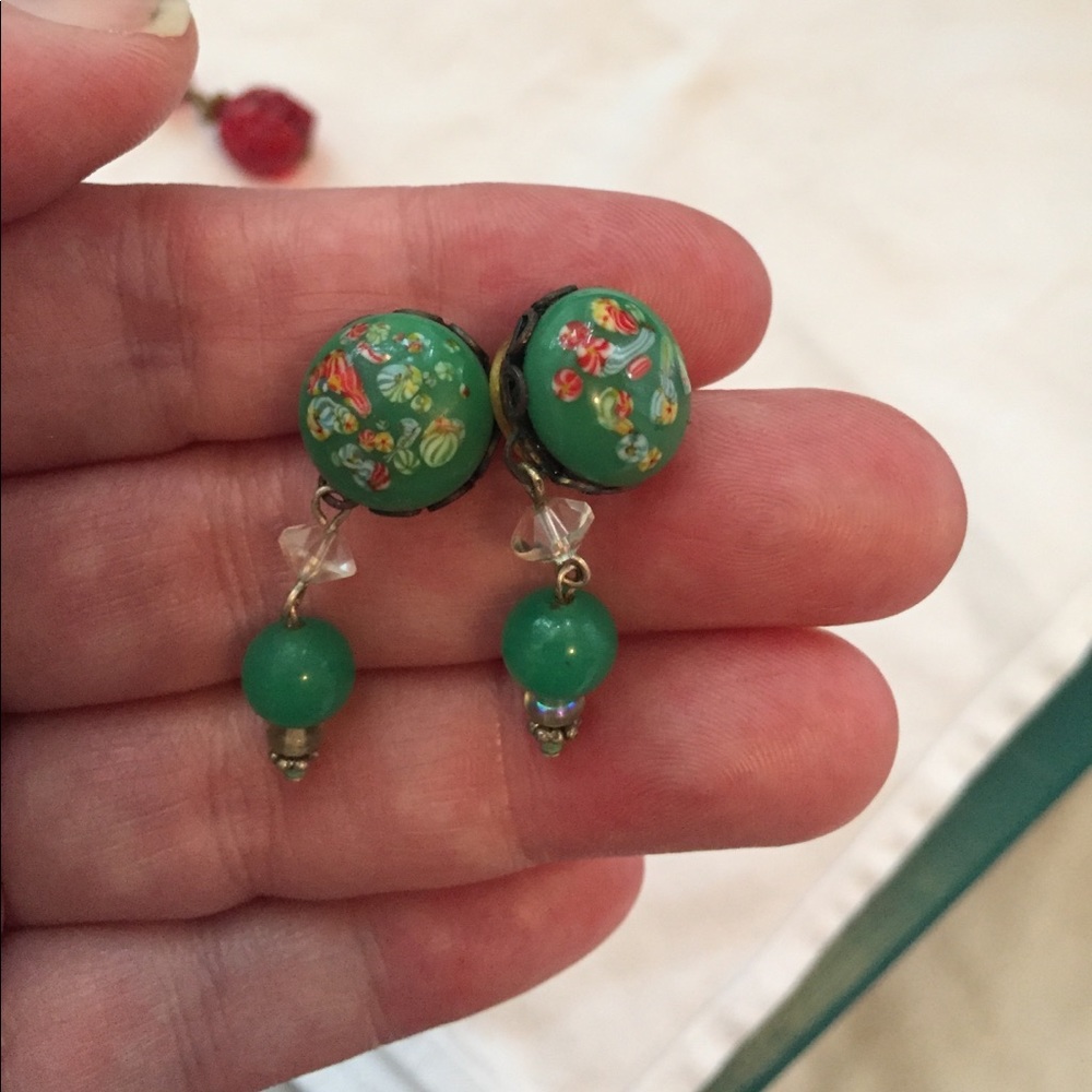 Colorful vintage glass earrings!