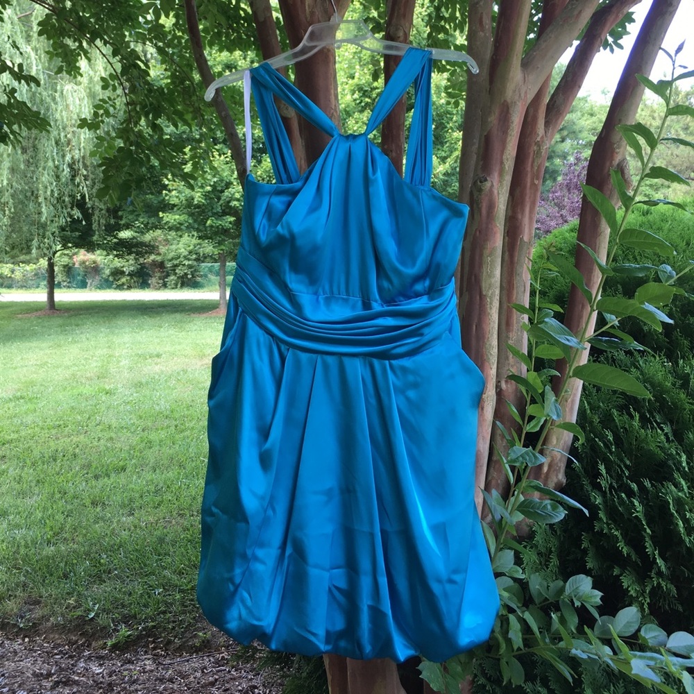 Malibu blue satin dress