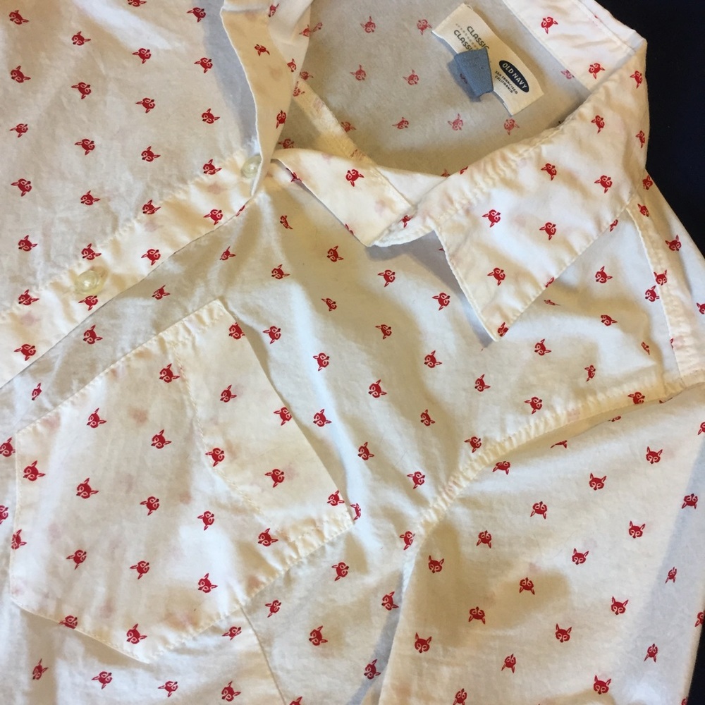 Fox-print button-down shirt