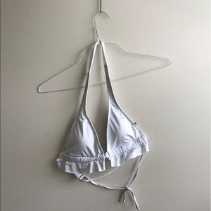 White Halter Bikini Top w/ Ruffles