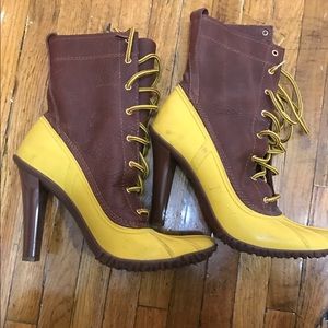 Designer high heel wellies