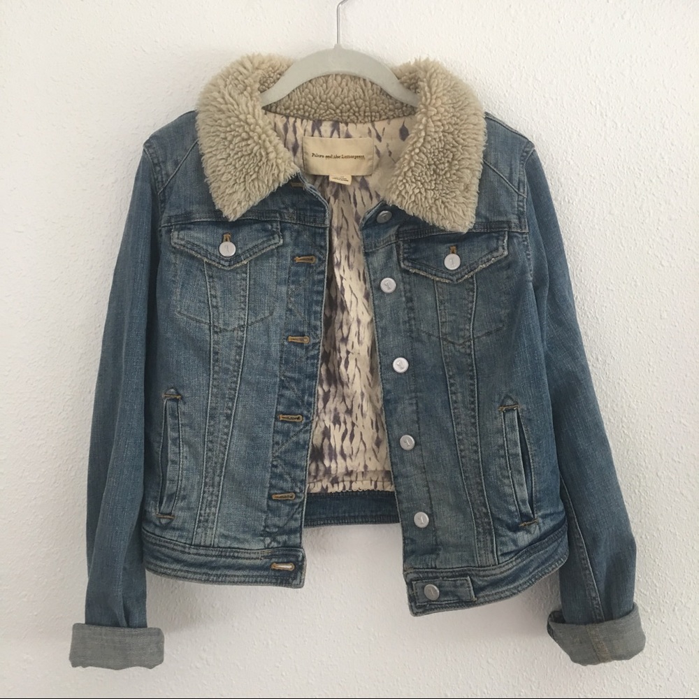 ANTHROPOLOGIE Denim Faux-Fur Jacket