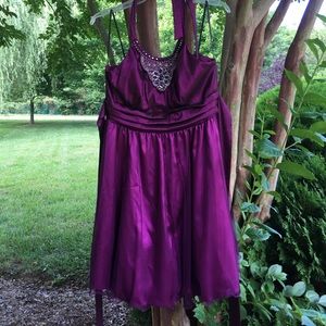 Embellished merlot cocktail dress