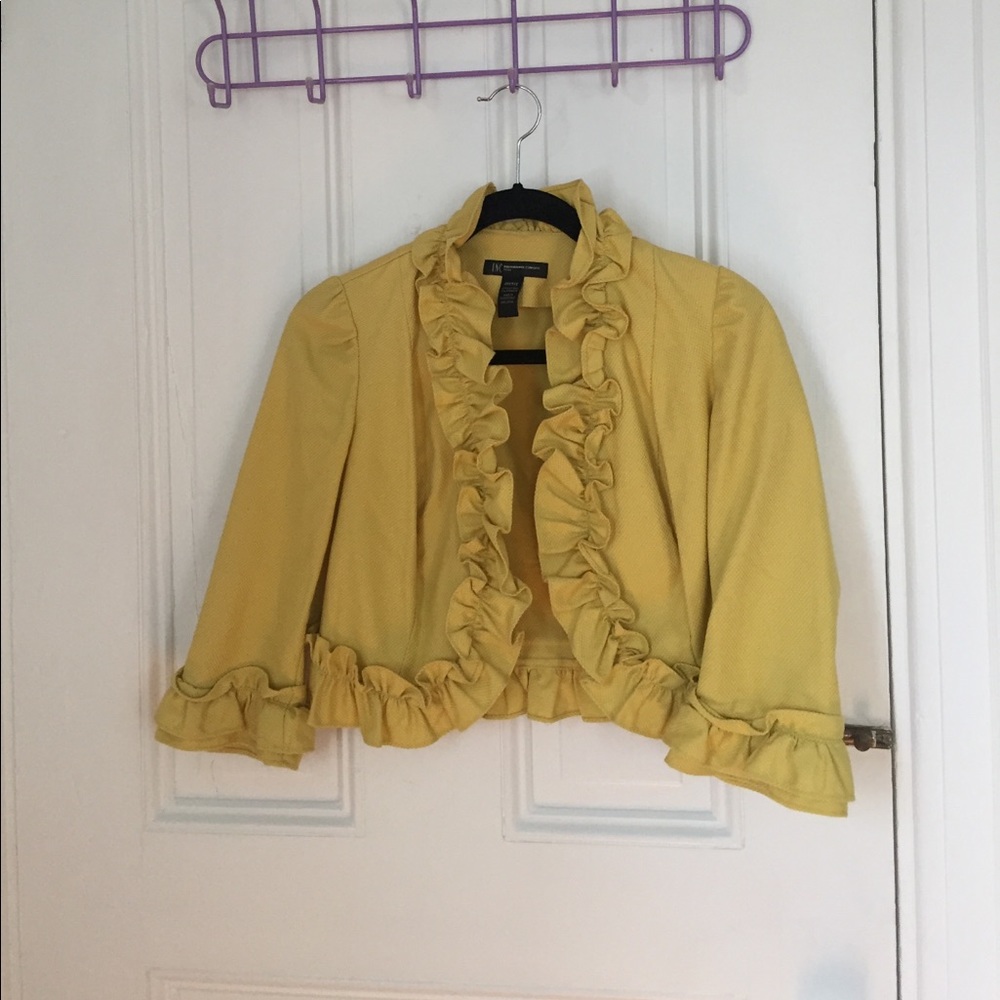 Mustard yellow ruffled blazer