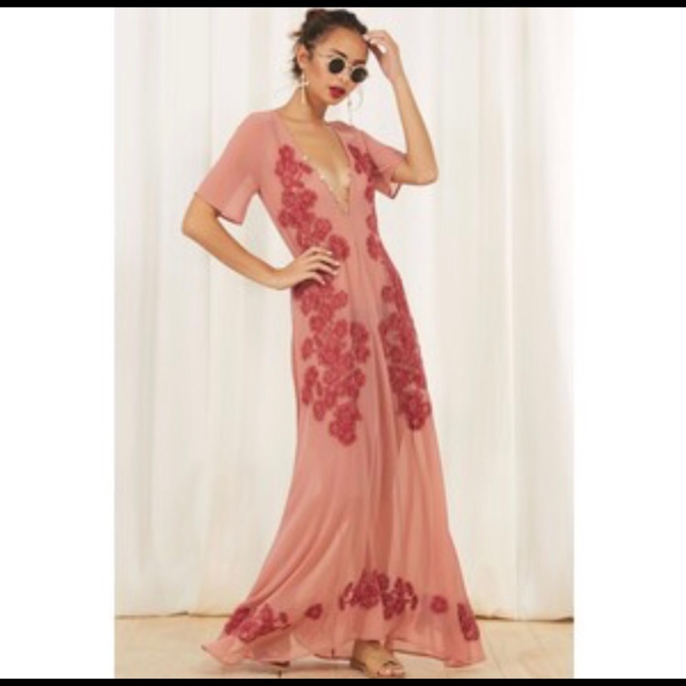 For love and lemons Sicily Maxi dress in Sangria