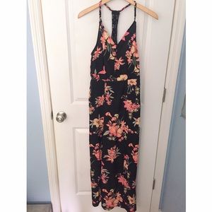 black and floral maxi dress