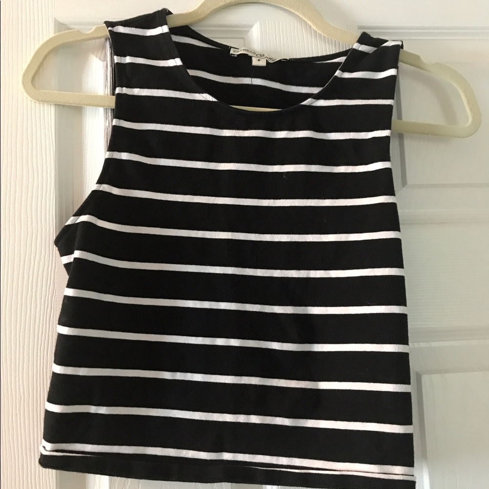 Black and white striped crop top