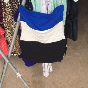 Striped strapless dress