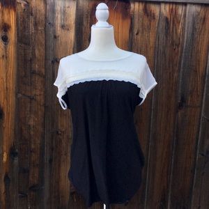 Cream & Black Blouse