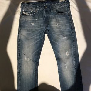 DIÉSEL USED MENS DISTRESSED BLU JEANS SIZE: 32x30