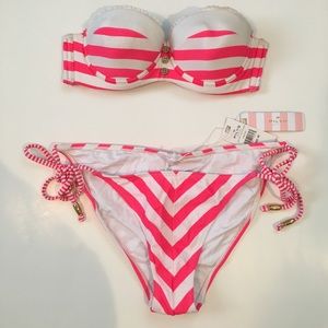 PILYQ STRIPED BANDEAU BIKINI