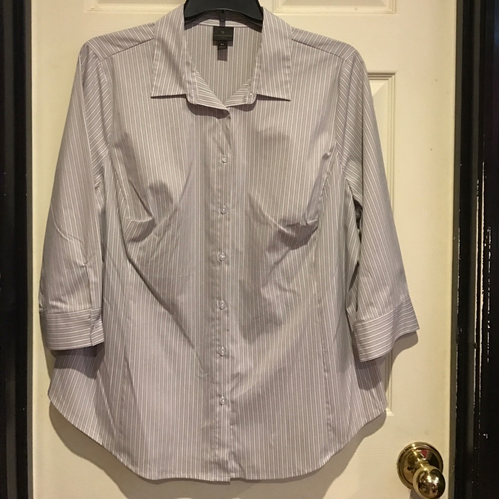 Worthington pinstripe button-down, long sleeve