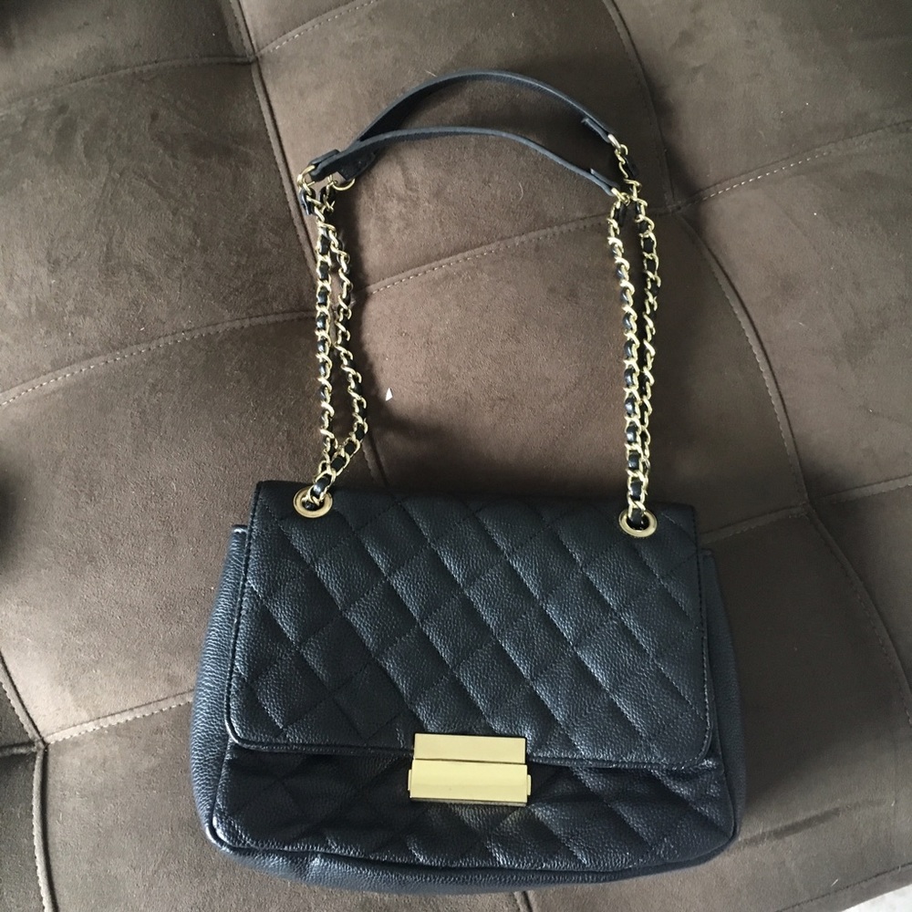 Black leather quilted bag