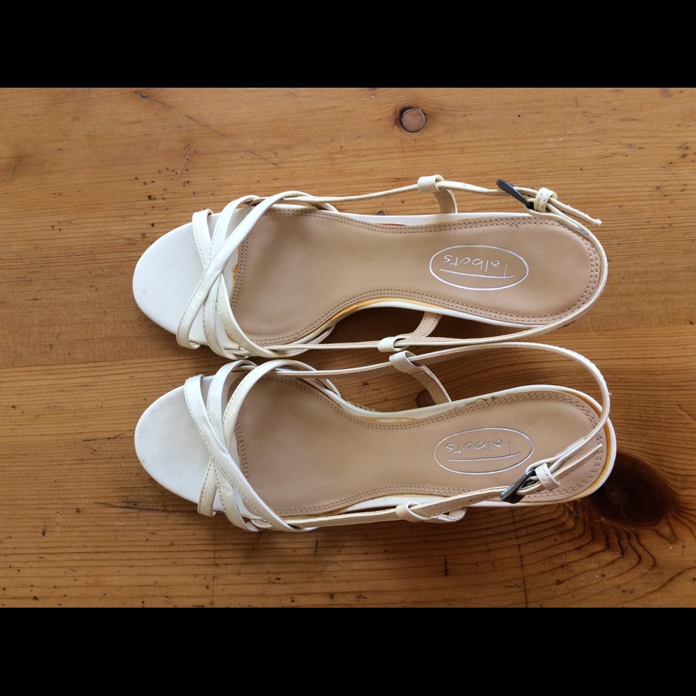 Talbots white christy 4 sling back, patent, 6.5M