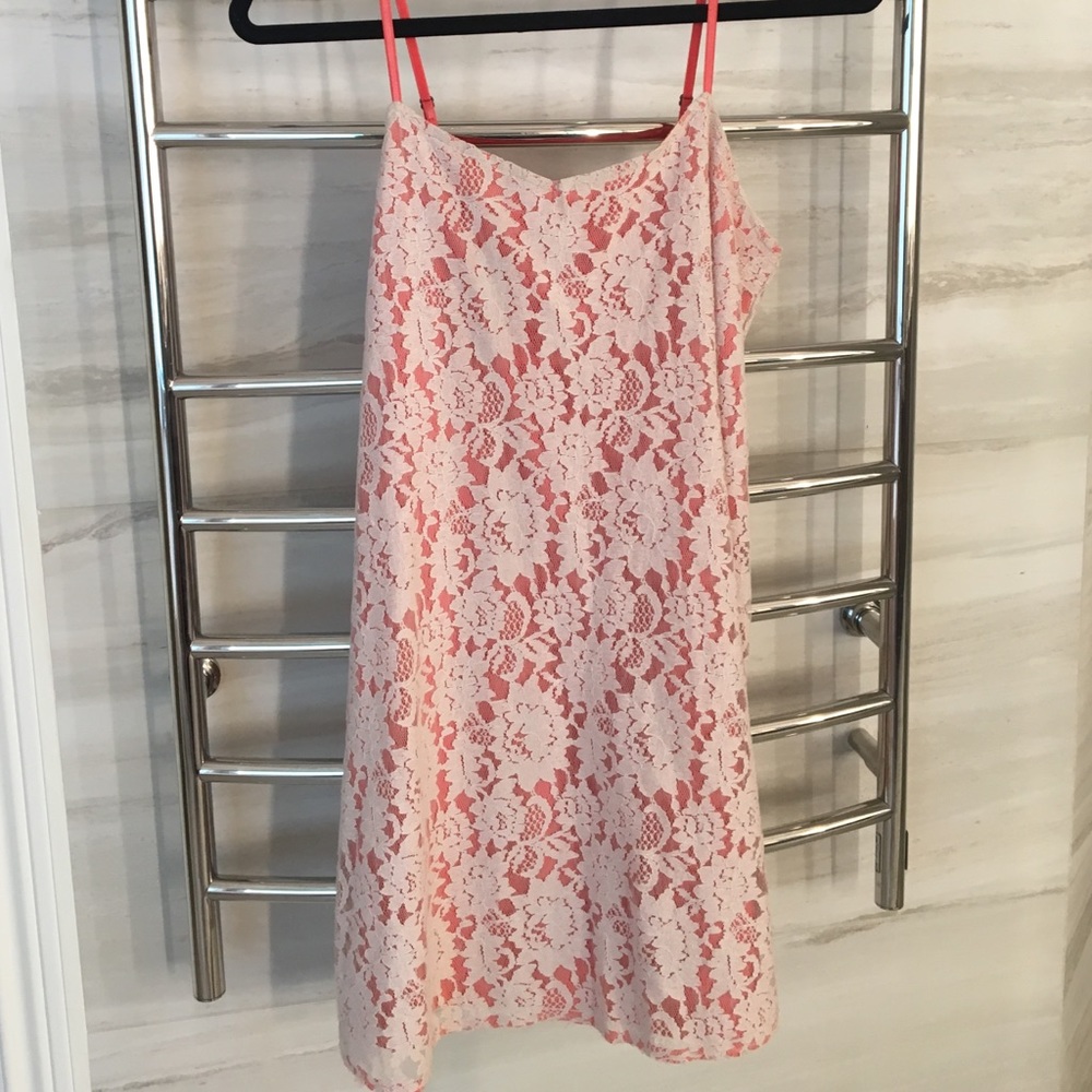 Coral dress with lace