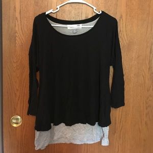 Black top with gray underneath. Nursing top