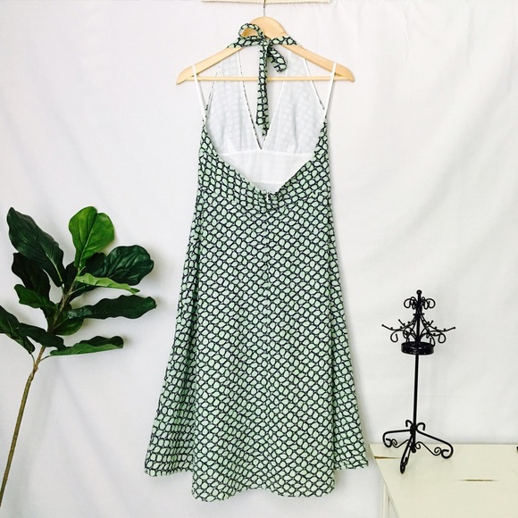 SOLD JCREW V-Neckline Halter Leaf Print Dress - Picture 4 of 8