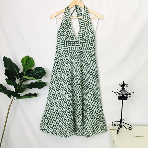 SOLD JCREW V-Neckline Halter Leaf Print Dress - Picture 3 of 8