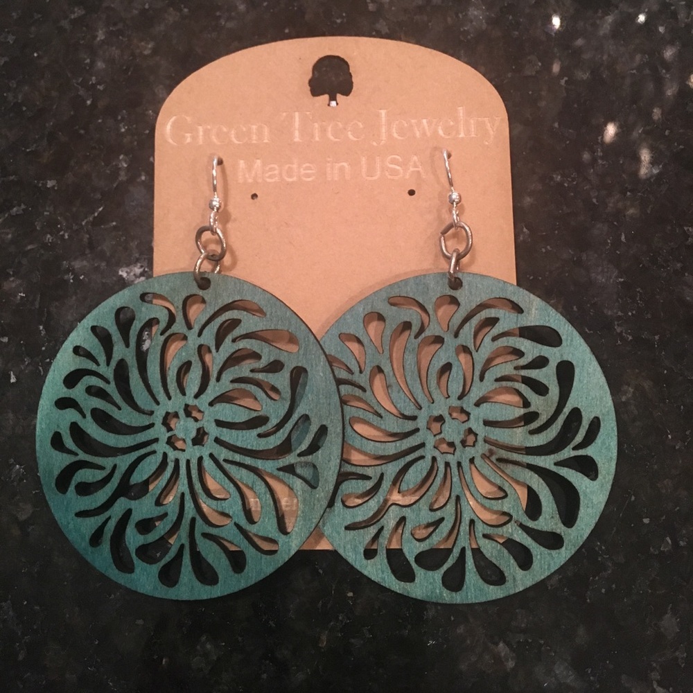 Teal Circle Earrings