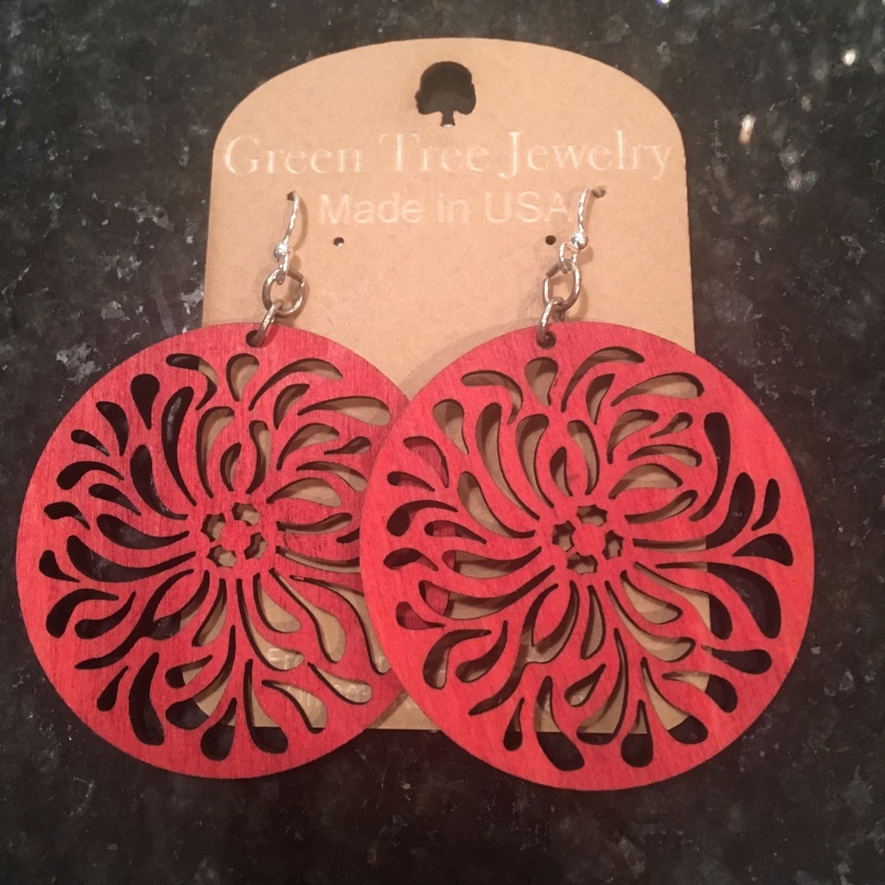 Red Circle Earrings