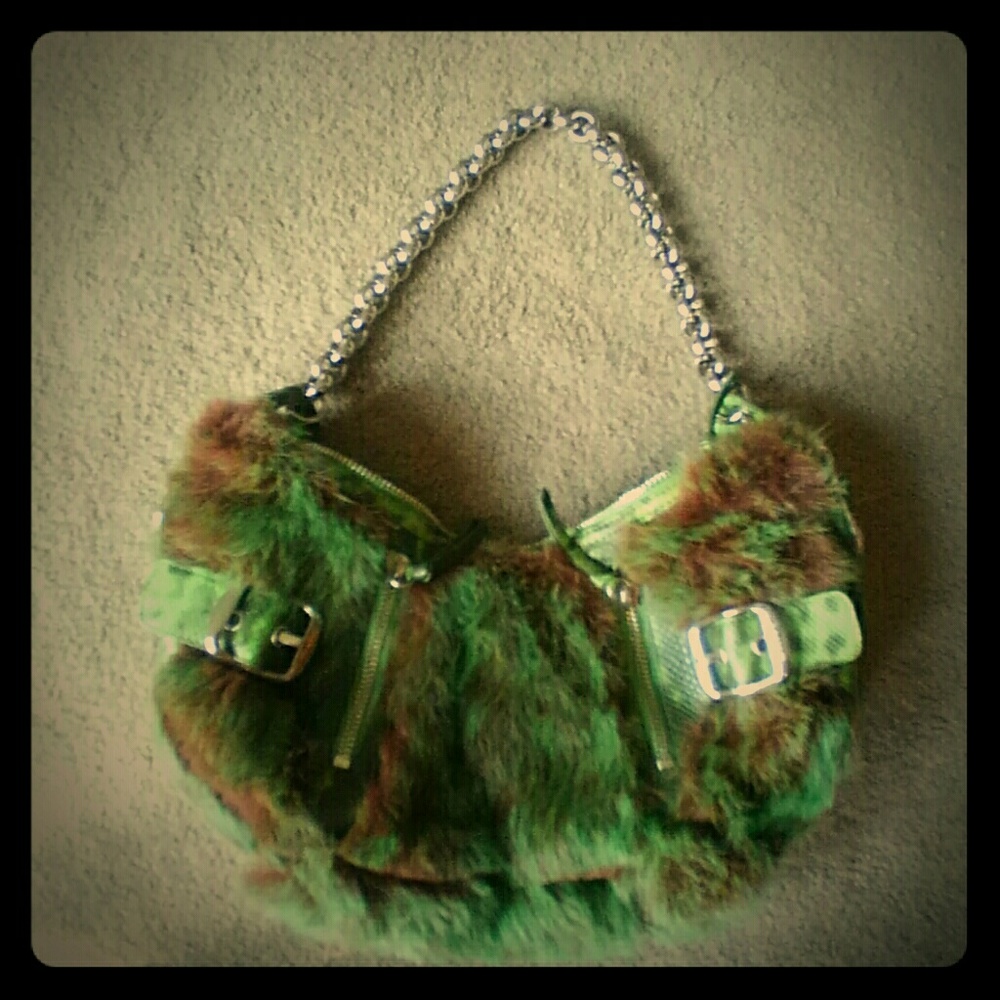 DKNY fur purse with chain strap