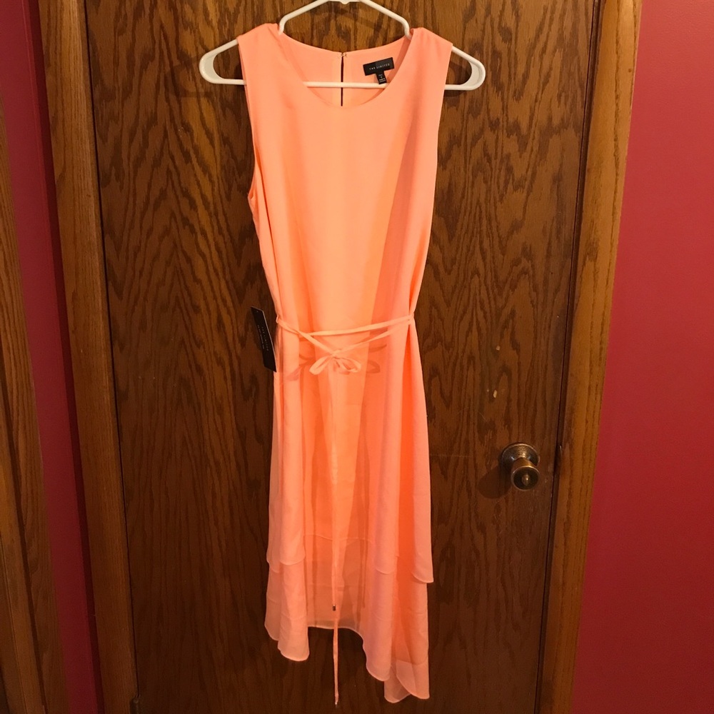Size S Peach asymmetrical hem dress The Limited
