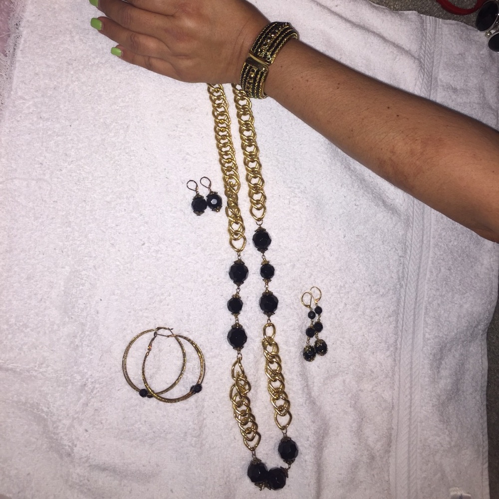 Blessed Gold & Black jewelry set