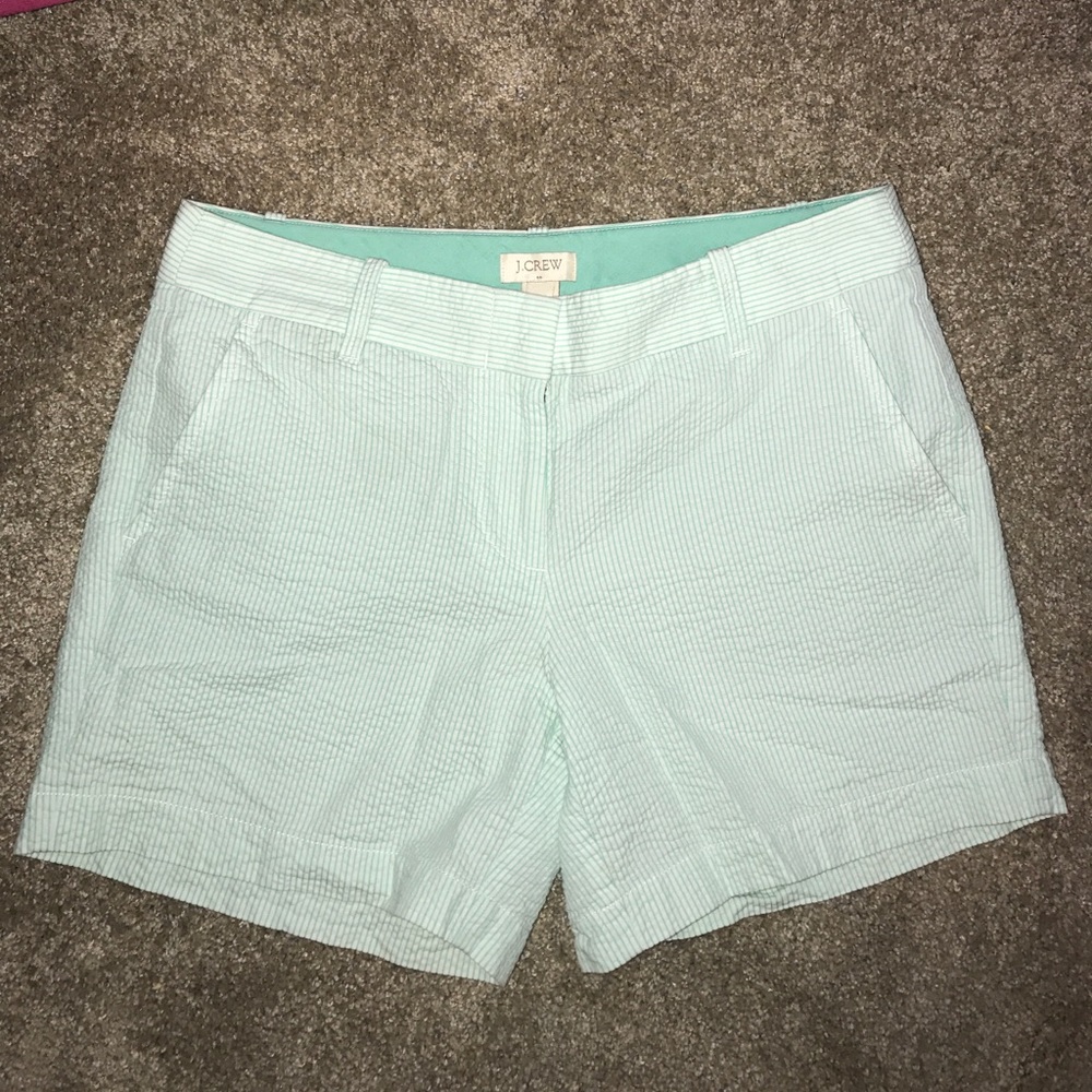 J. Crew Mint Seersucker Shorts