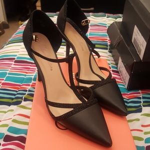 Black Closed Heels with Strap