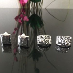 Bundle of two Cute clip silver tone earring.