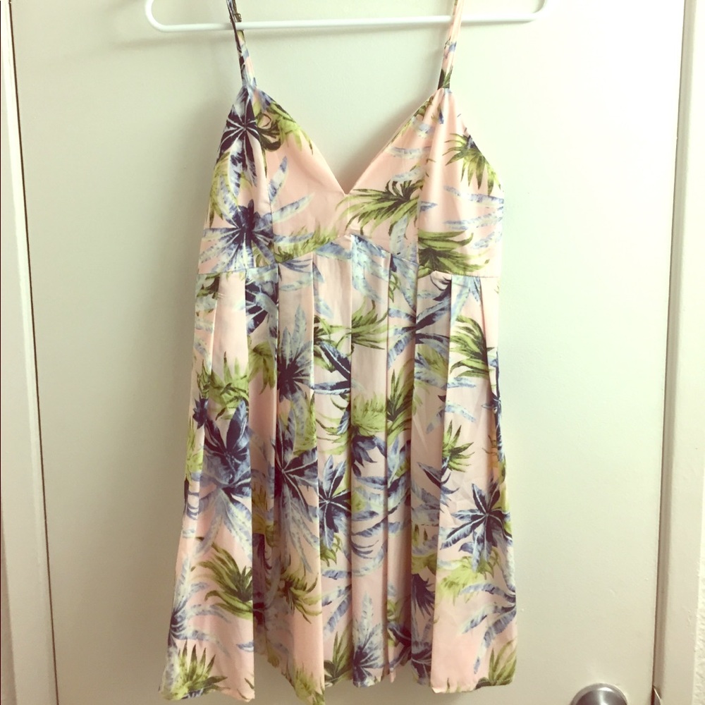 Tropical Pleated Mini Dress