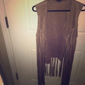 Leather fringe vest