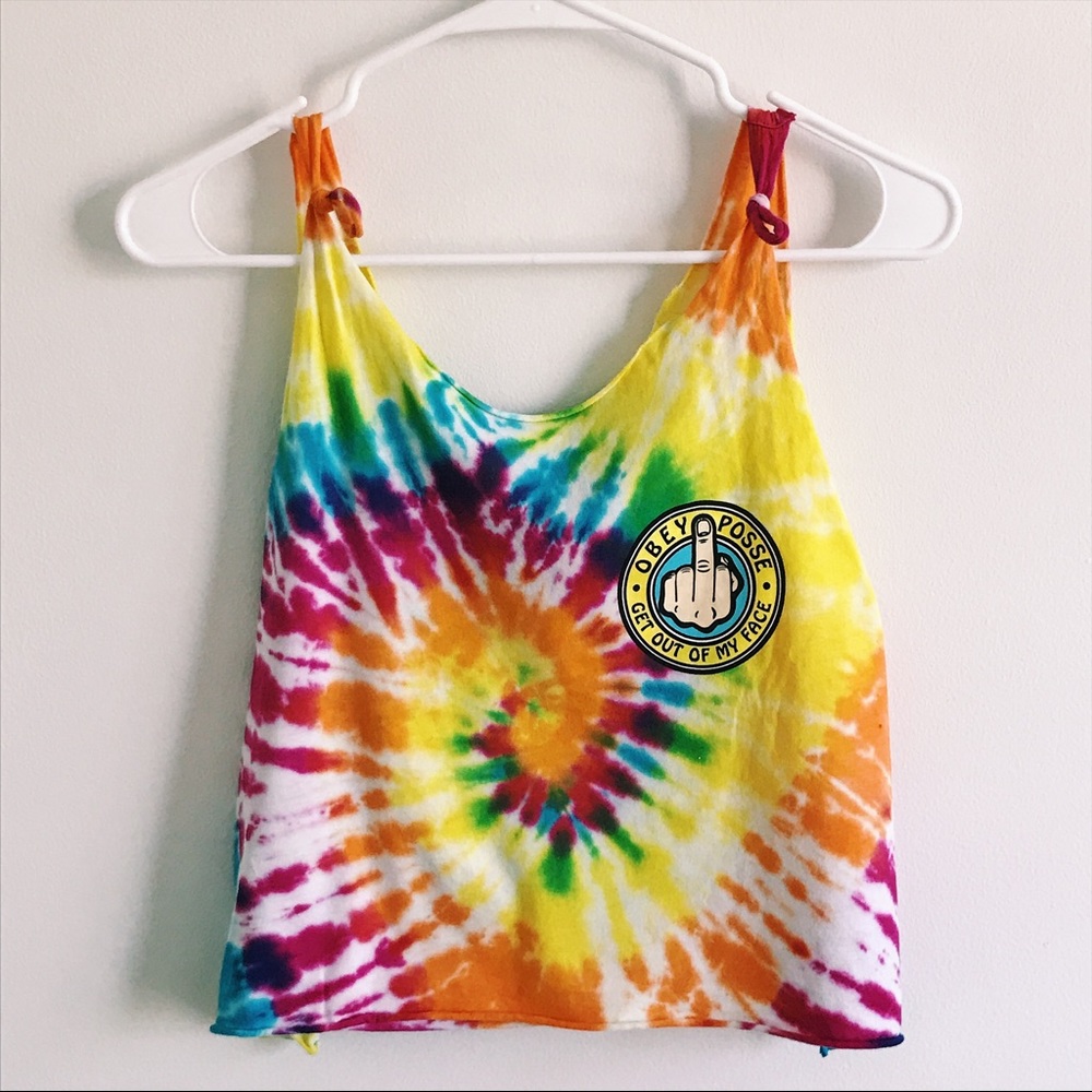 Obey Posse Tie-dyed Tied Tank/Crop Top