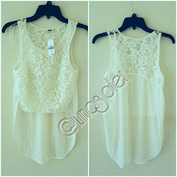 3/$30 LF White Crochet Mesh Hi-Lo Top XS&S =Aus6&8 - Picture 2 of 4