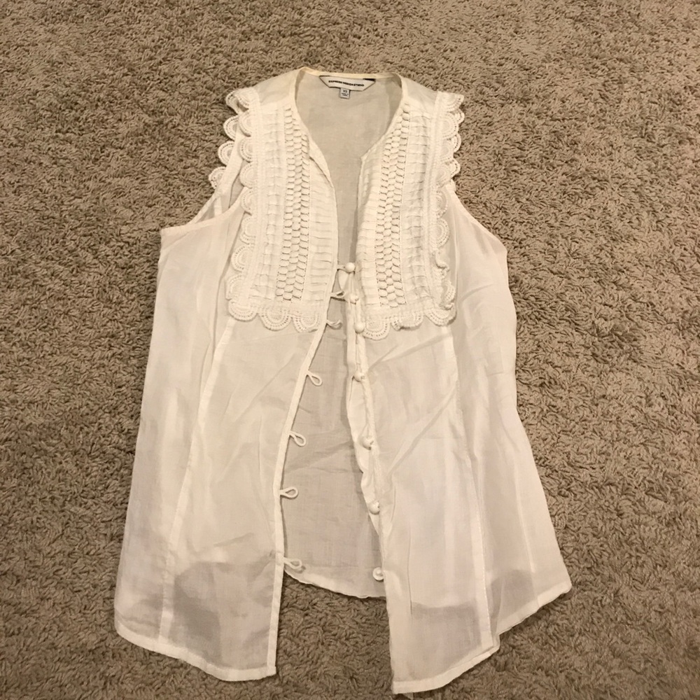 Cute tuxedo style white cotton tank