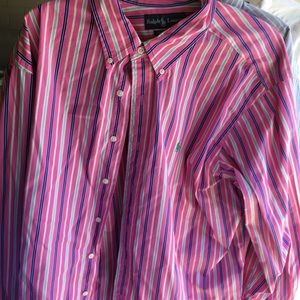 Long- Sleeved Ralph Lauren Pink Striped Shirt