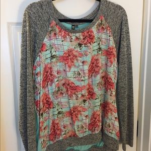 Mixed Media Crewneck Top