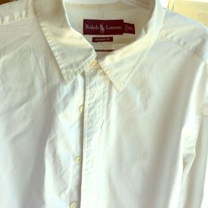 White Long sleeved hundred percent cotton polo