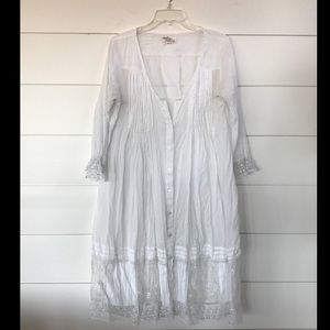 Antica Sartoria White Cotton & Lace Dress